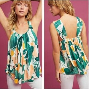 Anthropologie Tropical Knotted Cami Tank